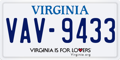 VA license plate VAV9433