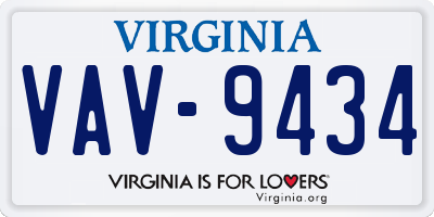 VA license plate VAV9434