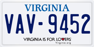 VA license plate VAV9452