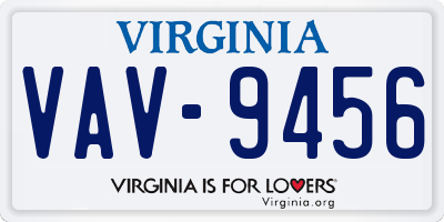 VA license plate VAV9456