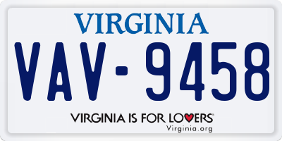 VA license plate VAV9458