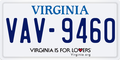 VA license plate VAV9460