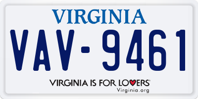 VA license plate VAV9461