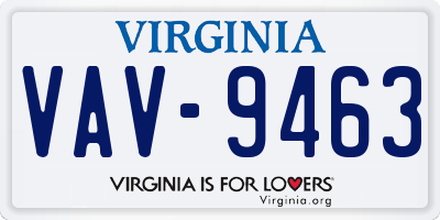 VA license plate VAV9463