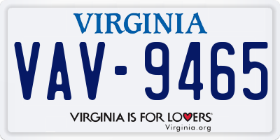 VA license plate VAV9465