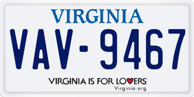 VA license plate VAV9467
