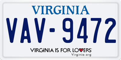 VA license plate VAV9472