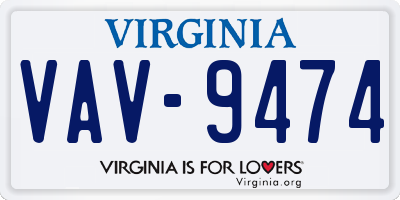 VA license plate VAV9474
