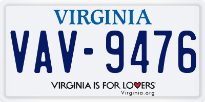 VA license plate VAV9476