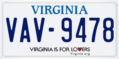 VA license plate VAV9478
