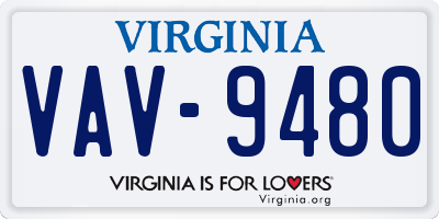 VA license plate VAV9480