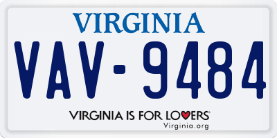 VA license plate VAV9484