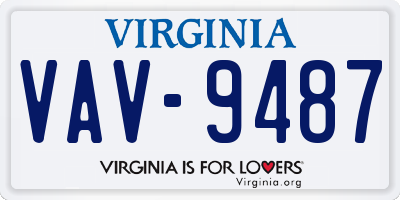 VA license plate VAV9487
