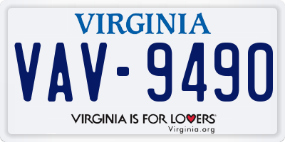 VA license plate VAV9490