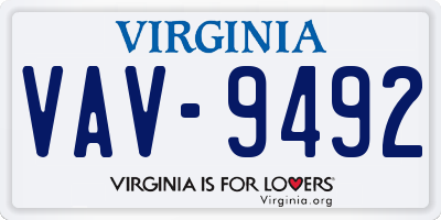 VA license plate VAV9492