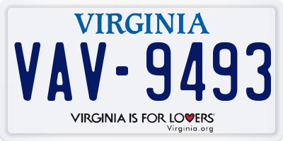 VA license plate VAV9493