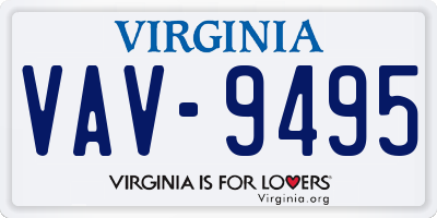 VA license plate VAV9495