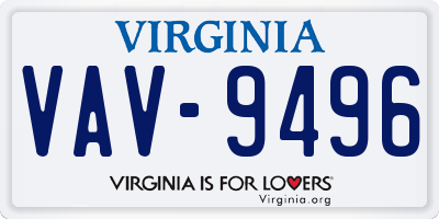 VA license plate VAV9496