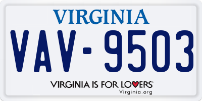 VA license plate VAV9503