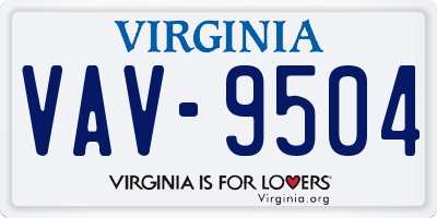 VA license plate VAV9504