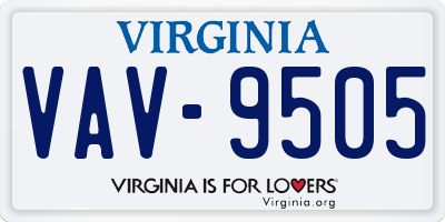 VA license plate VAV9505