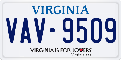 VA license plate VAV9509