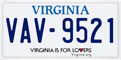 VA license plate VAV9521