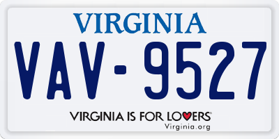 VA license plate VAV9527