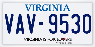 VA license plate VAV9530