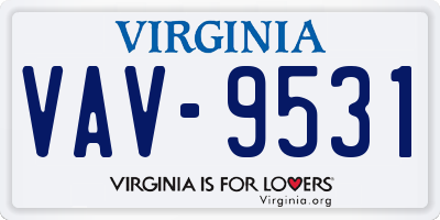VA license plate VAV9531