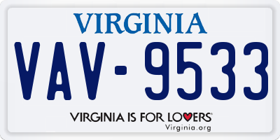 VA license plate VAV9533