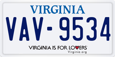 VA license plate VAV9534