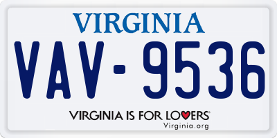 VA license plate VAV9536
