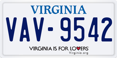 VA license plate VAV9542