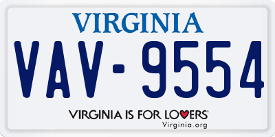 VA license plate VAV9554