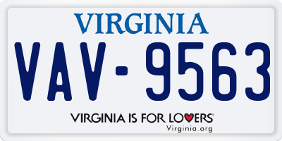 VA license plate VAV9563