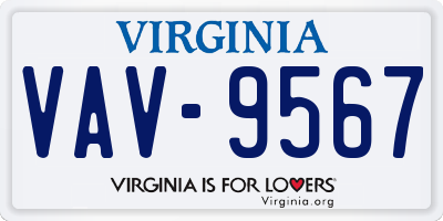 VA license plate VAV9567