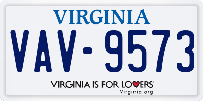 VA license plate VAV9573