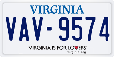 VA license plate VAV9574