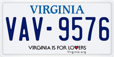 VA license plate VAV9576