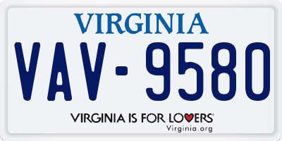 VA license plate VAV9580