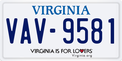 VA license plate VAV9581