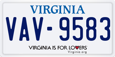 VA license plate VAV9583