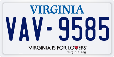 VA license plate VAV9585
