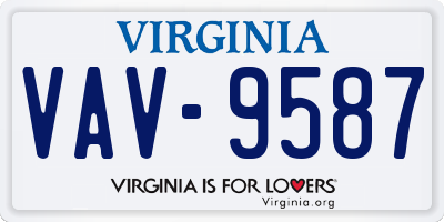 VA license plate VAV9587