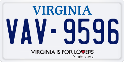 VA license plate VAV9596