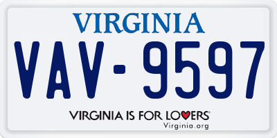 VA license plate VAV9597