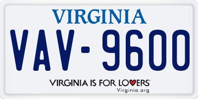 VA license plate VAV9600
