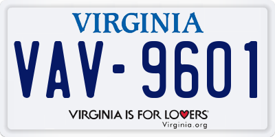 VA license plate VAV9601