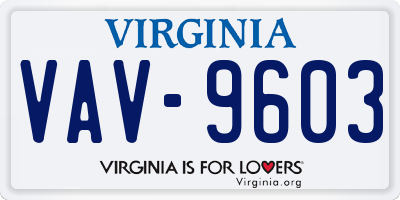 VA license plate VAV9603